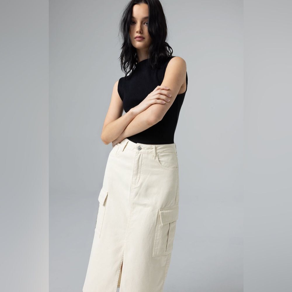 Midi Denim Cargo Skirt